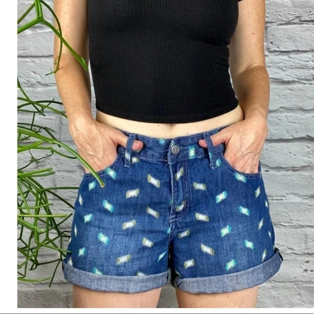 ANTHROPOLOGIE Pilcro Stet Ikat Print Denim Shorts Size 29